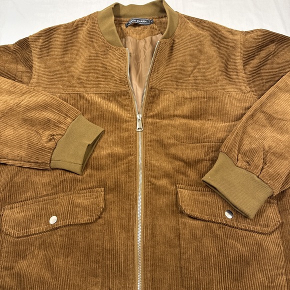 JACKET BOMBER BARN Men Large BRN Corduroy FLAP POCKETS Lined COAT WEEN CHARM - Picture 2 of 10